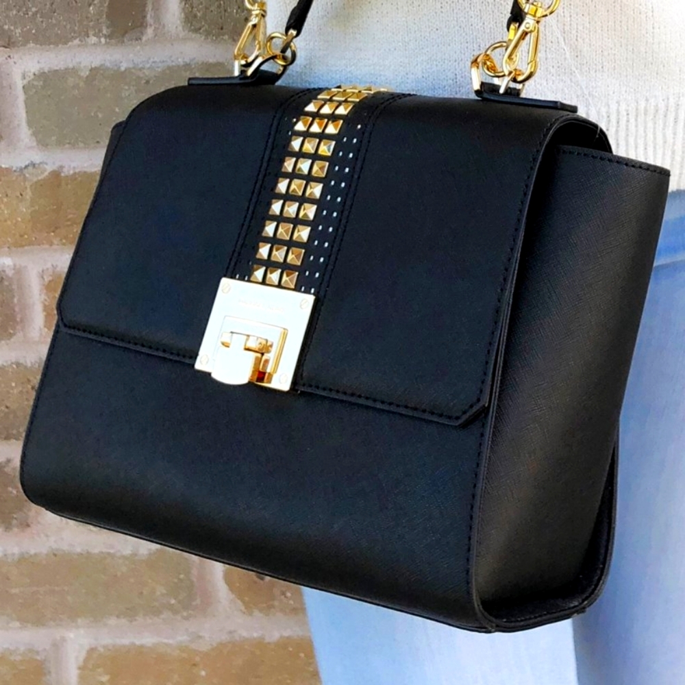 Michael Kors Tina Studded East West Satchel Bag 